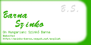 barna szinko business card